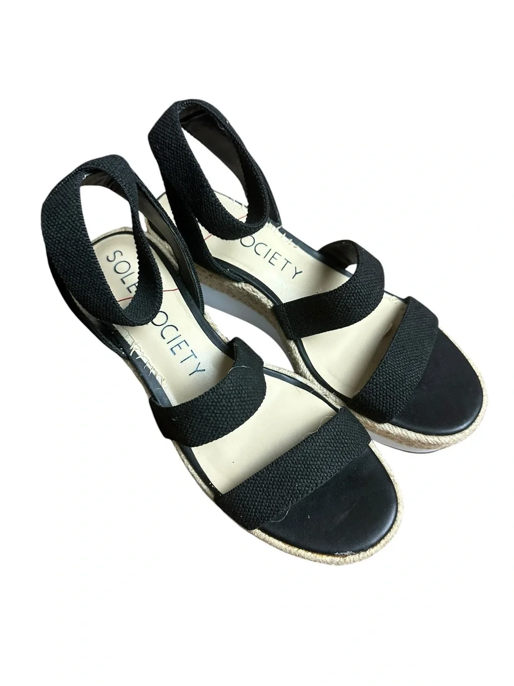 SOLE SOCIETY Black Platform Espadrille Sandals Size 9